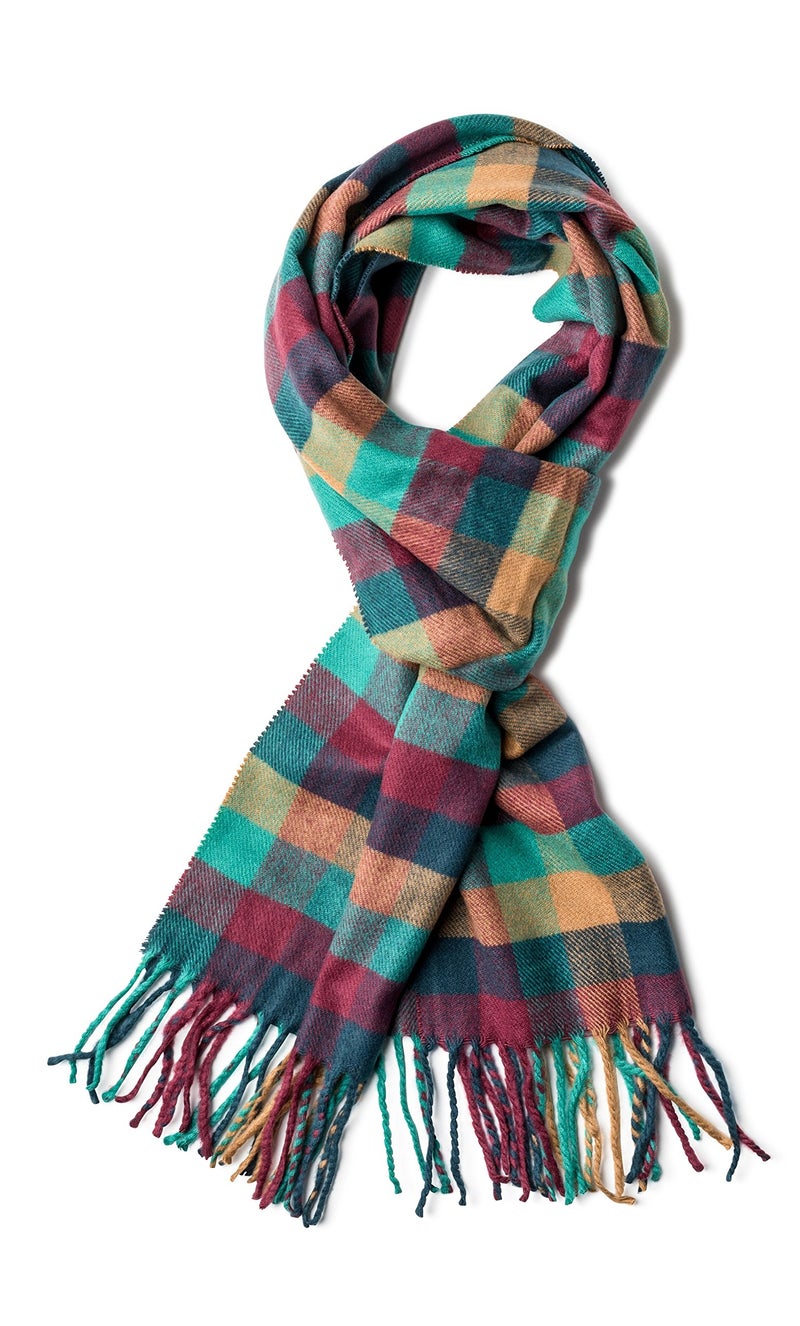 VERONZ Soft Classic Cashmere Feel Winter Scarf, Multicolor Boxes - Image 1
